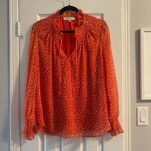 LOFT Women's Orange Floral Blouse